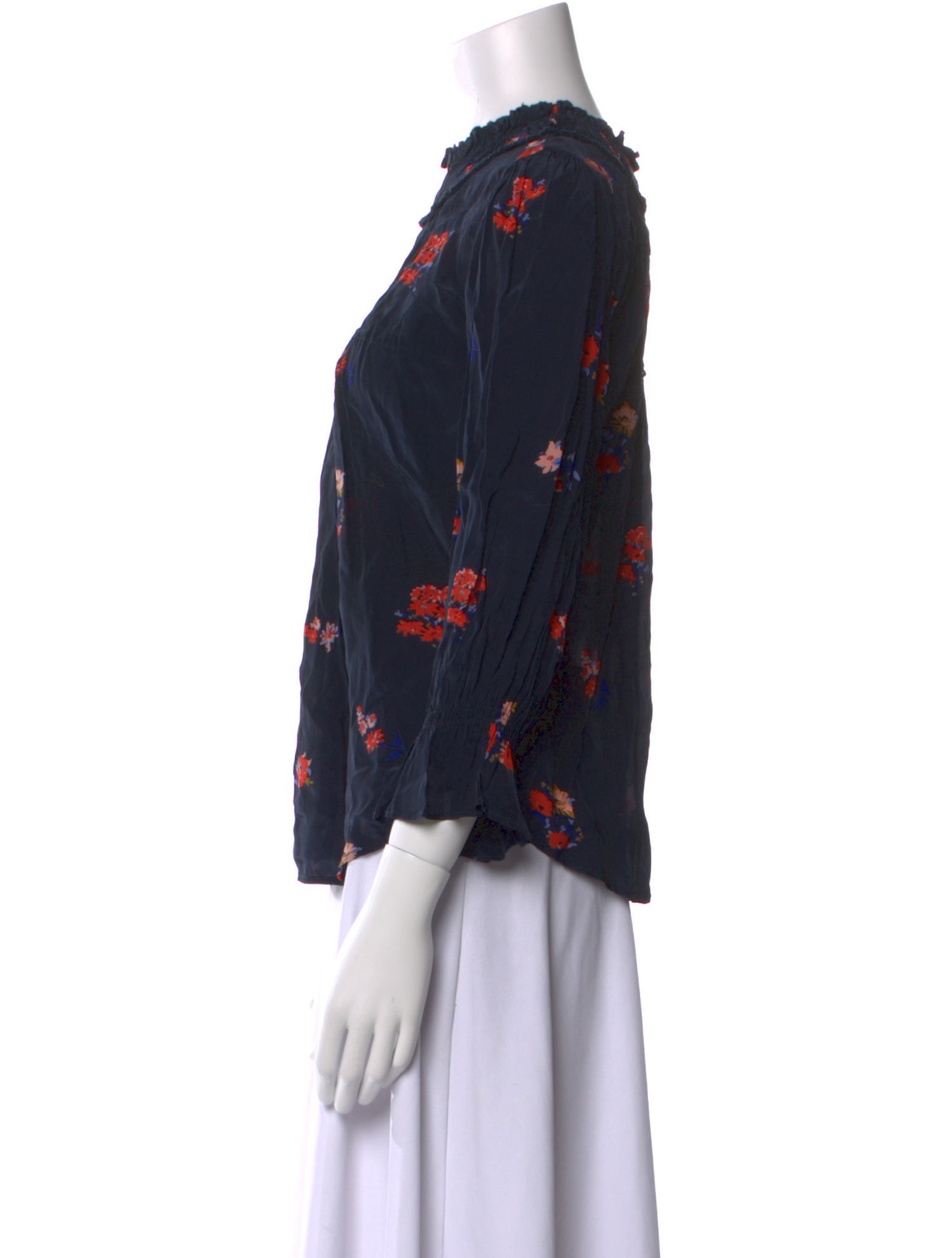BA&SH Floral Print Mock Neck Blouse