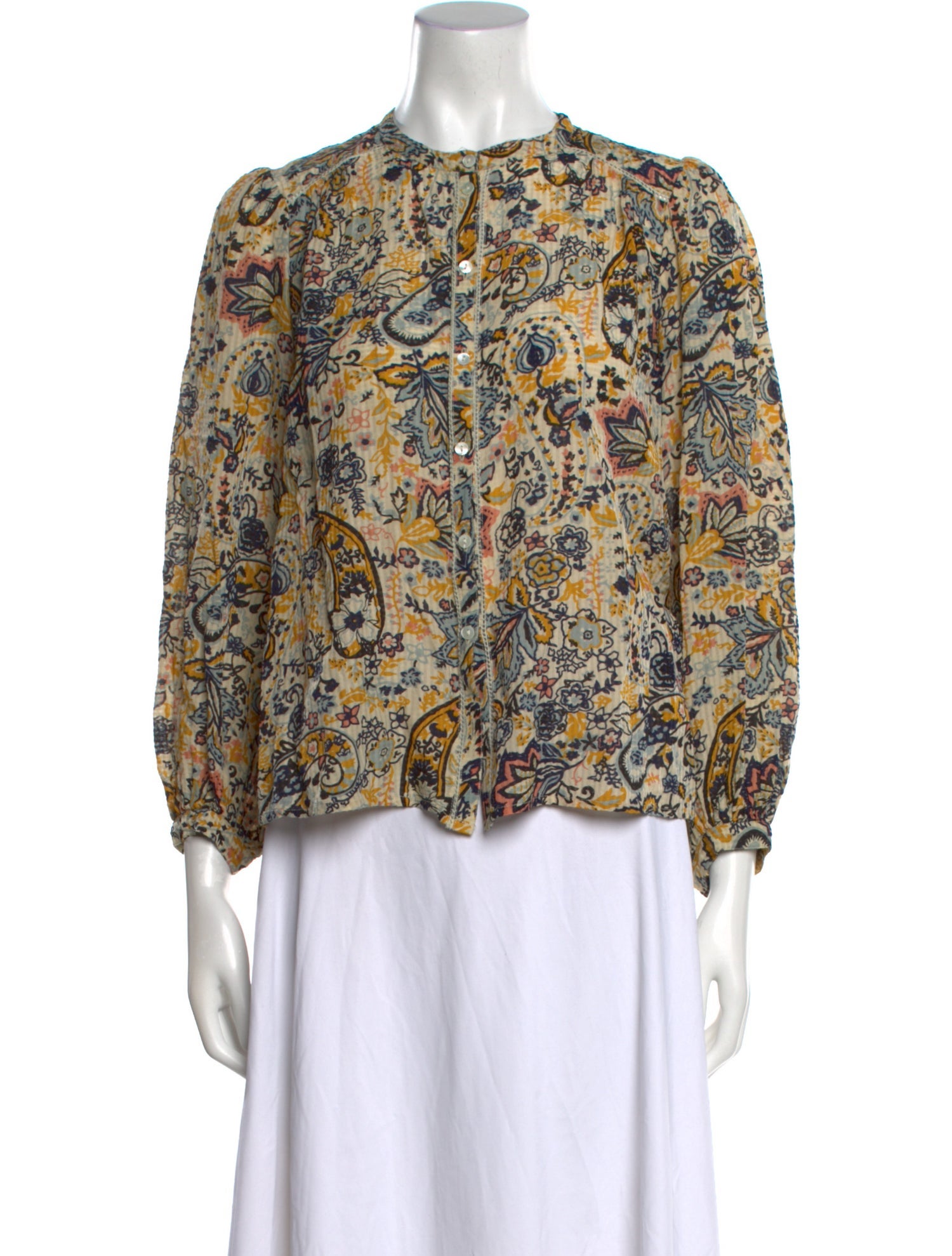 BA&SH Floral Print Mock Neck Blouse