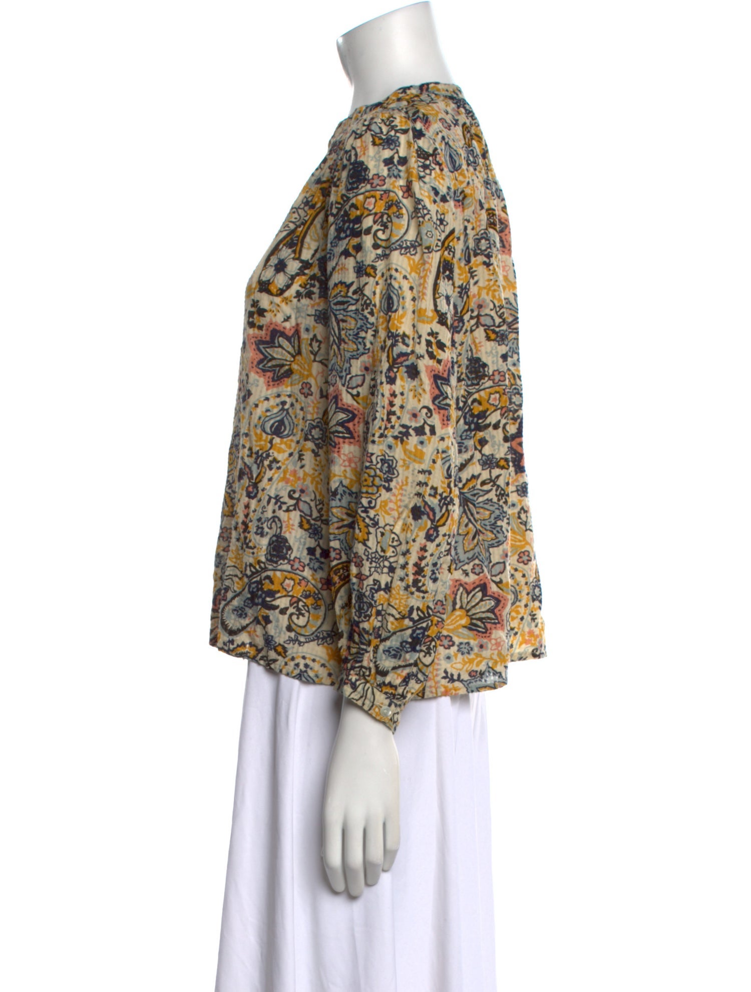 BA&SH Floral Print Mock Neck Blouse