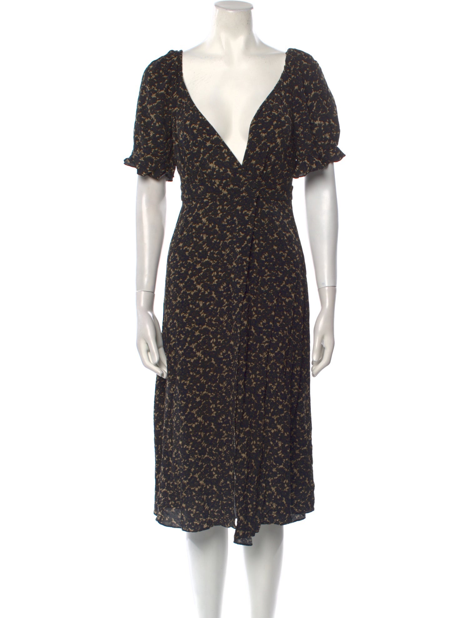 BA&SH Floral Print Midi Length Dress