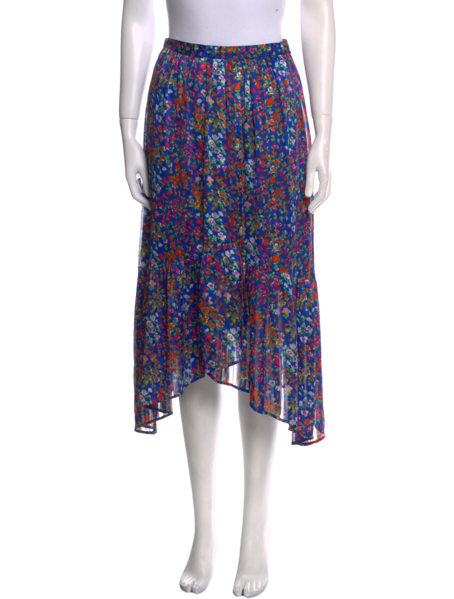 BA&SH Floral Print Midi Length Skirt