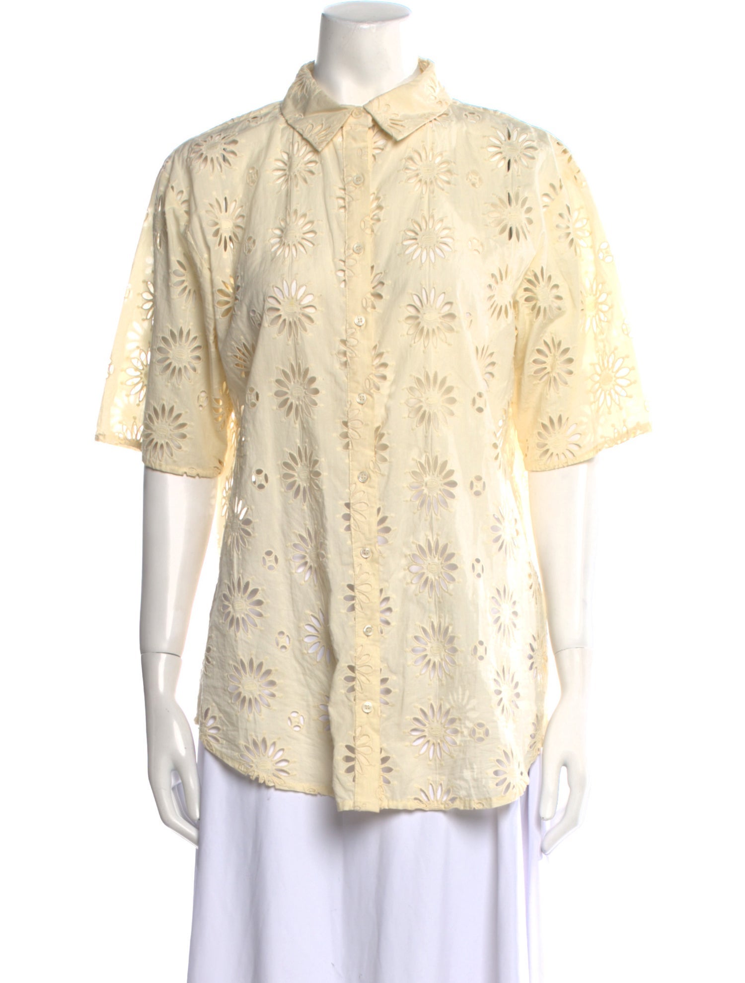 BA&SH Floral Print Short Sleeve Button-Up Top