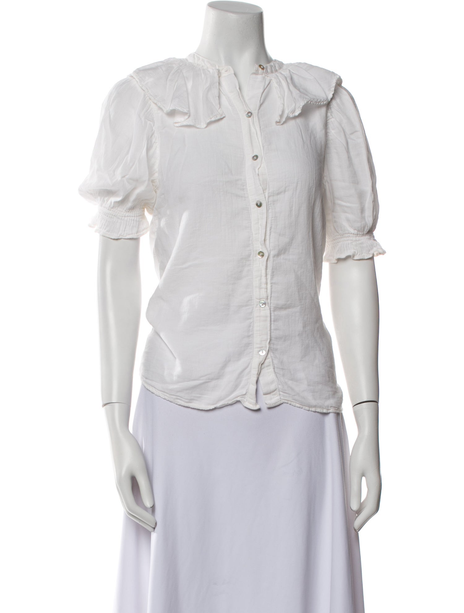 BA&SH V-Neck Short Sleeve Button-Up Top