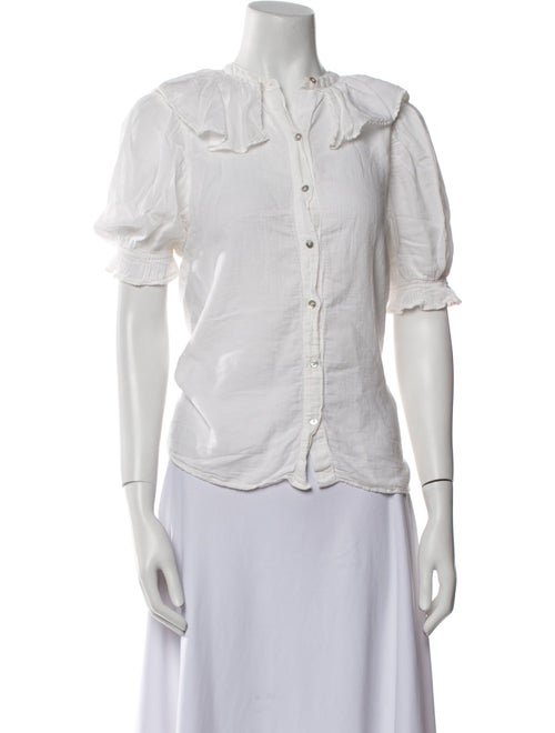 BA&SH V-Neck Short Sleeve Button-Up Top