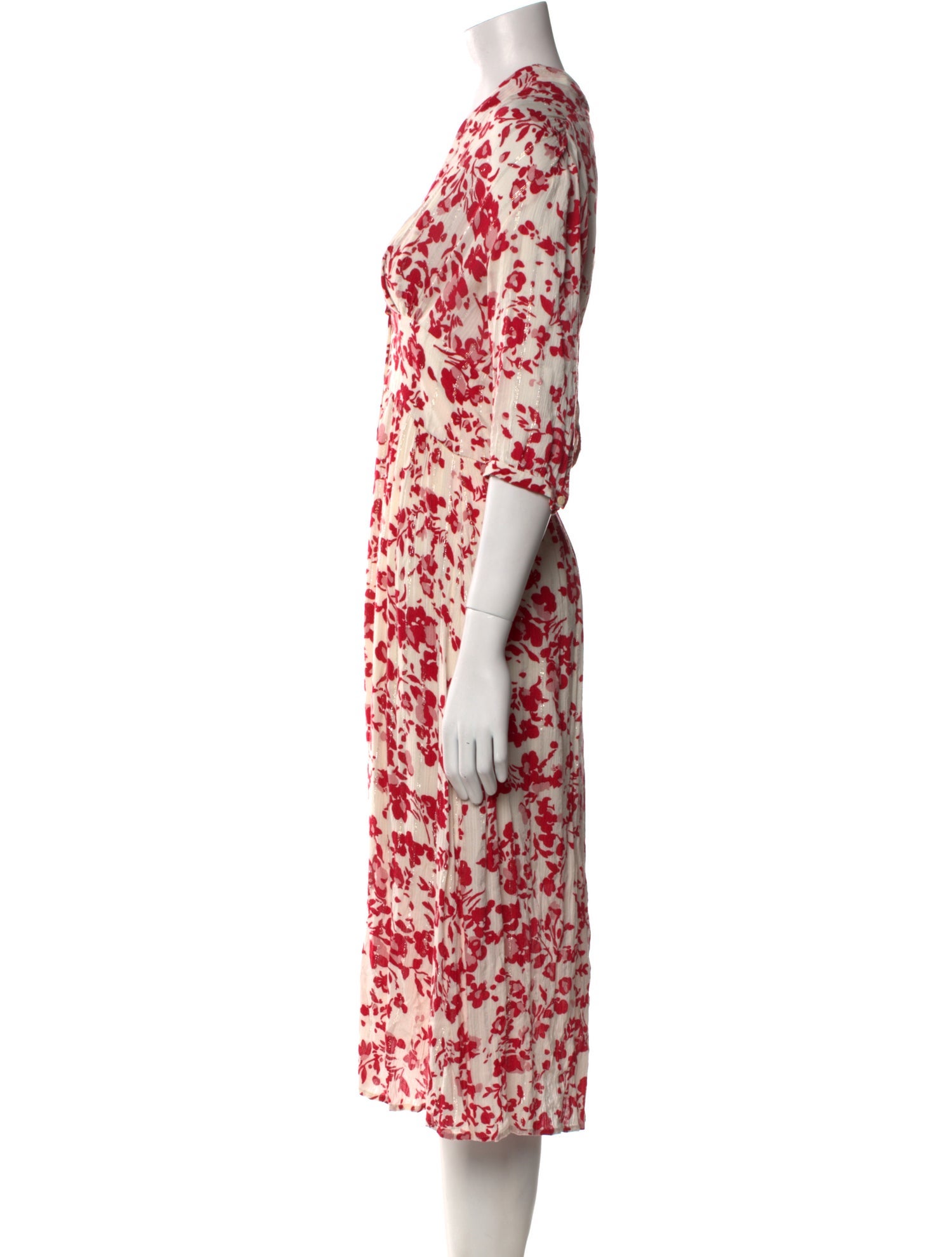 BA&SH Floral Print Midi Length Dress