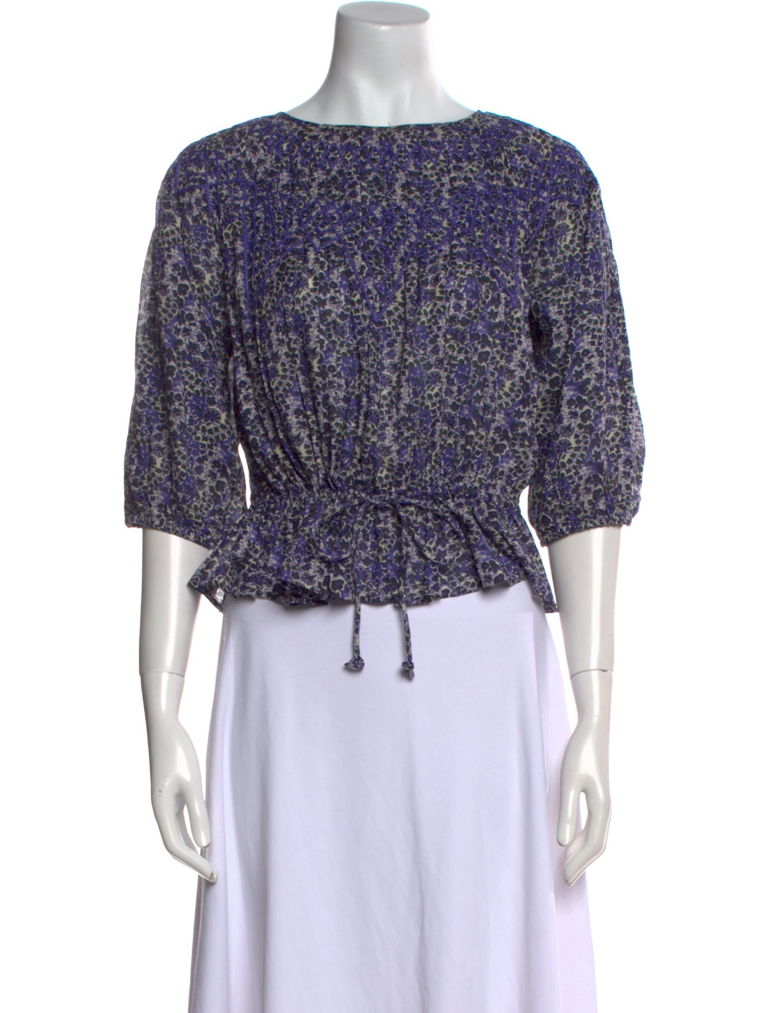 BA&SH Paisley Print Bateau Neckline Crop Top