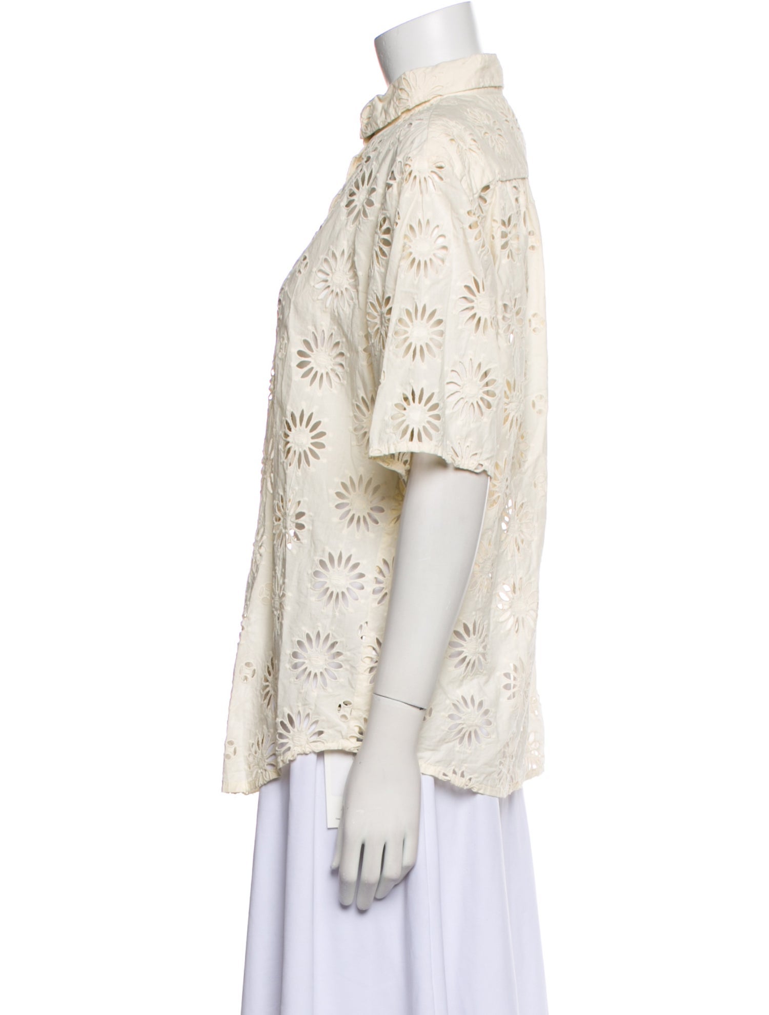 BA&SH Mock Neck Short Sleeve Button-Up Top