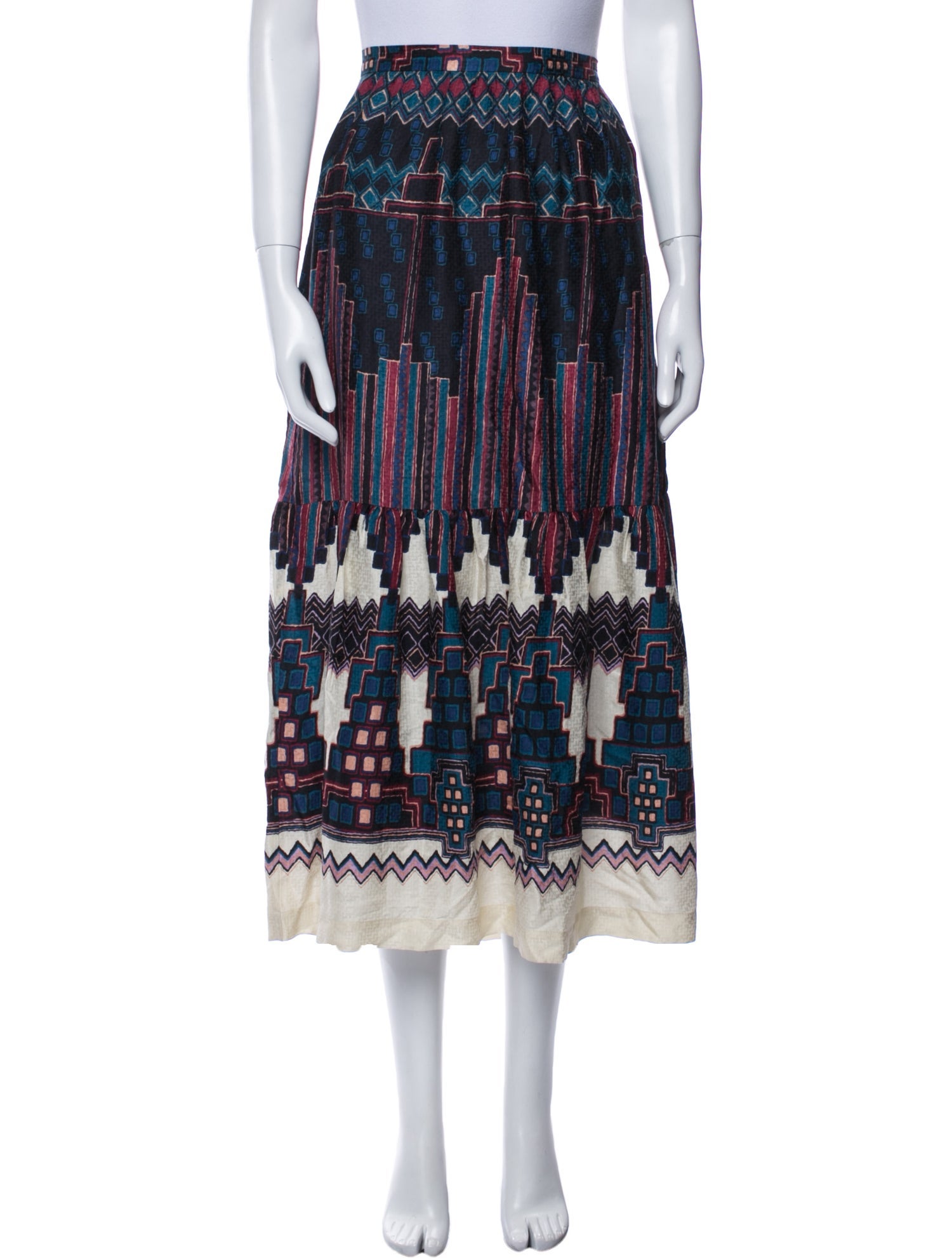 BA&SH Printed Midi Length Skirt