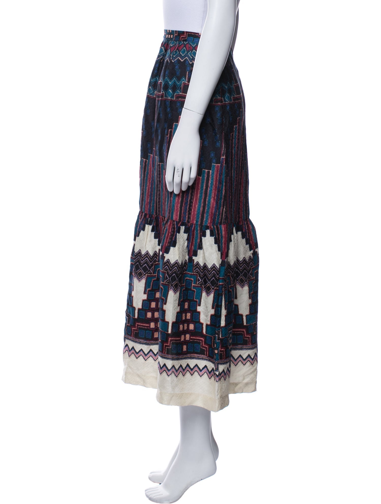 BA&SH Printed Midi Length Skirt