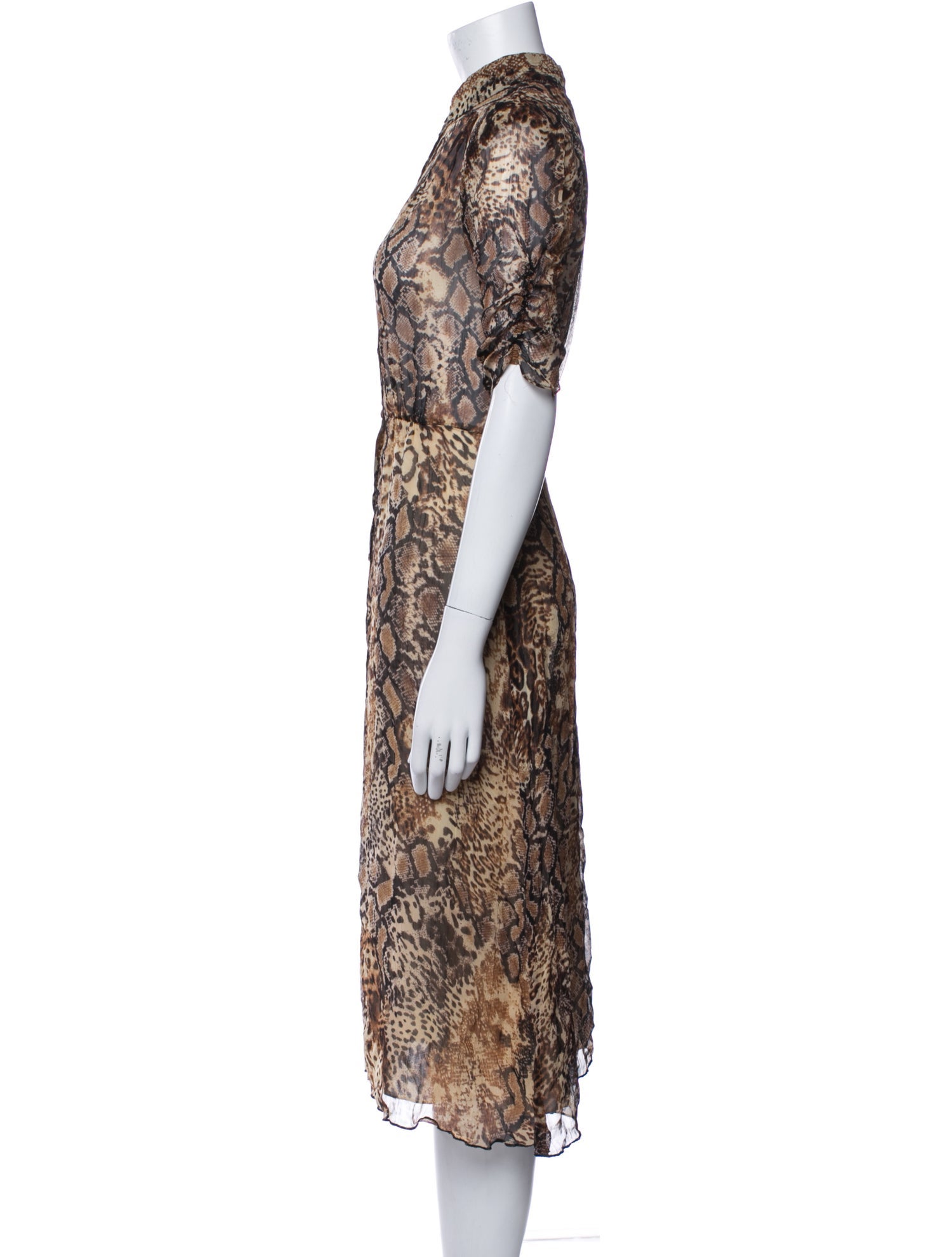 BA&SH Animal Print Midi Length Dress