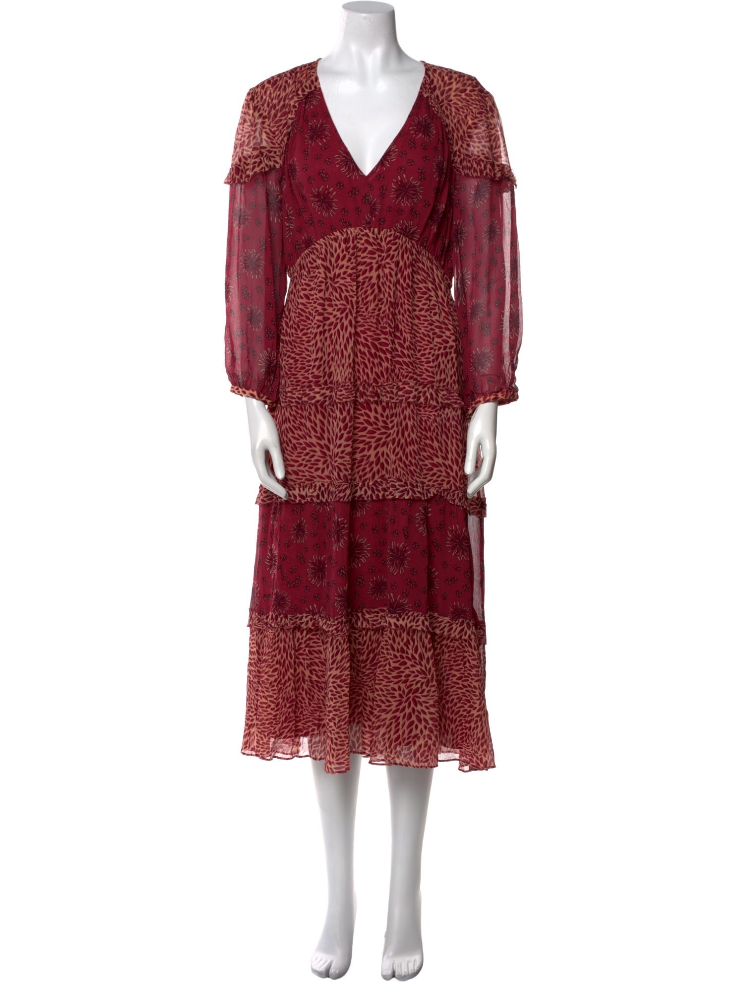 BA&SH Animal Print Midi Length Dress