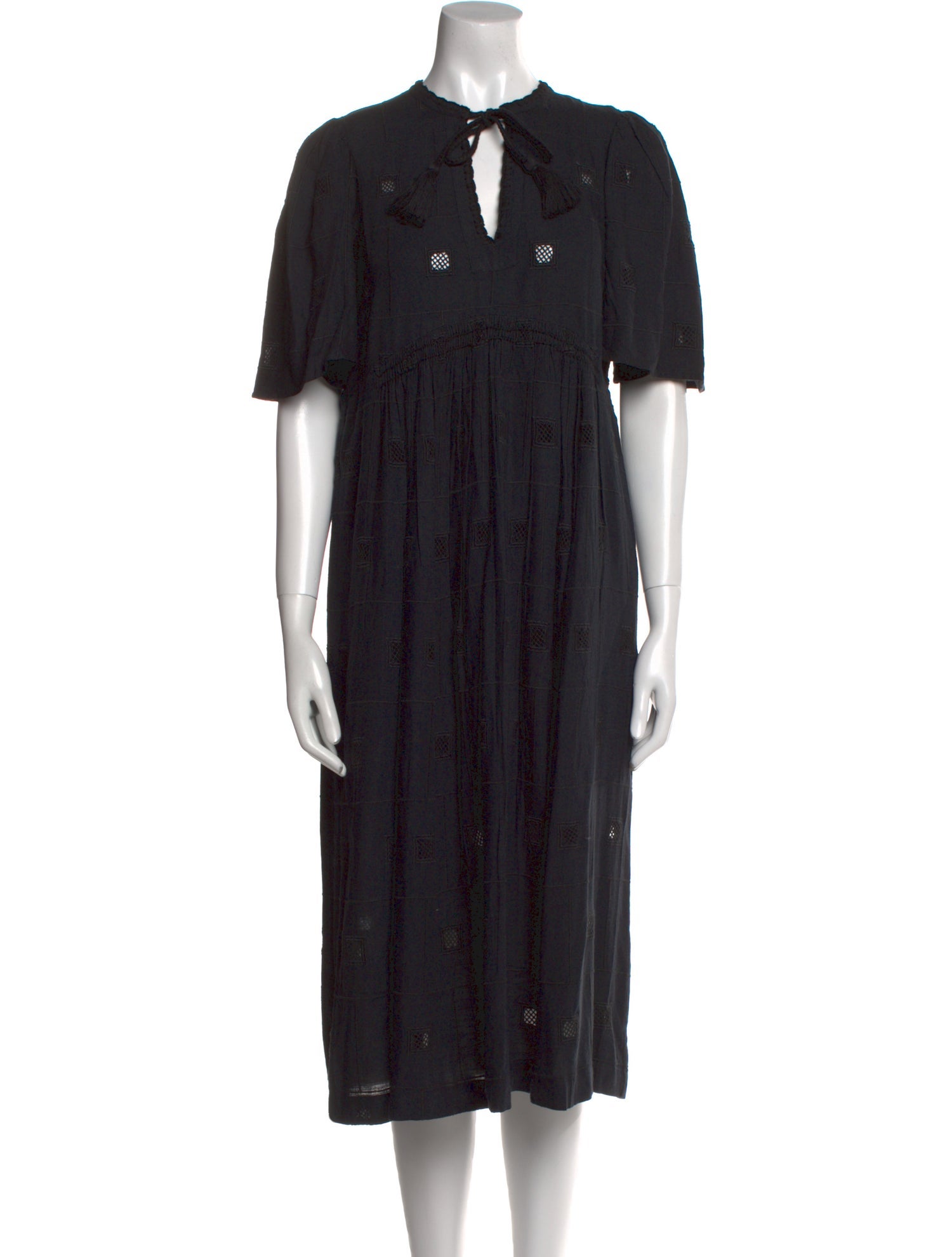 BA&SH Tie Neck Midi Length Dress
