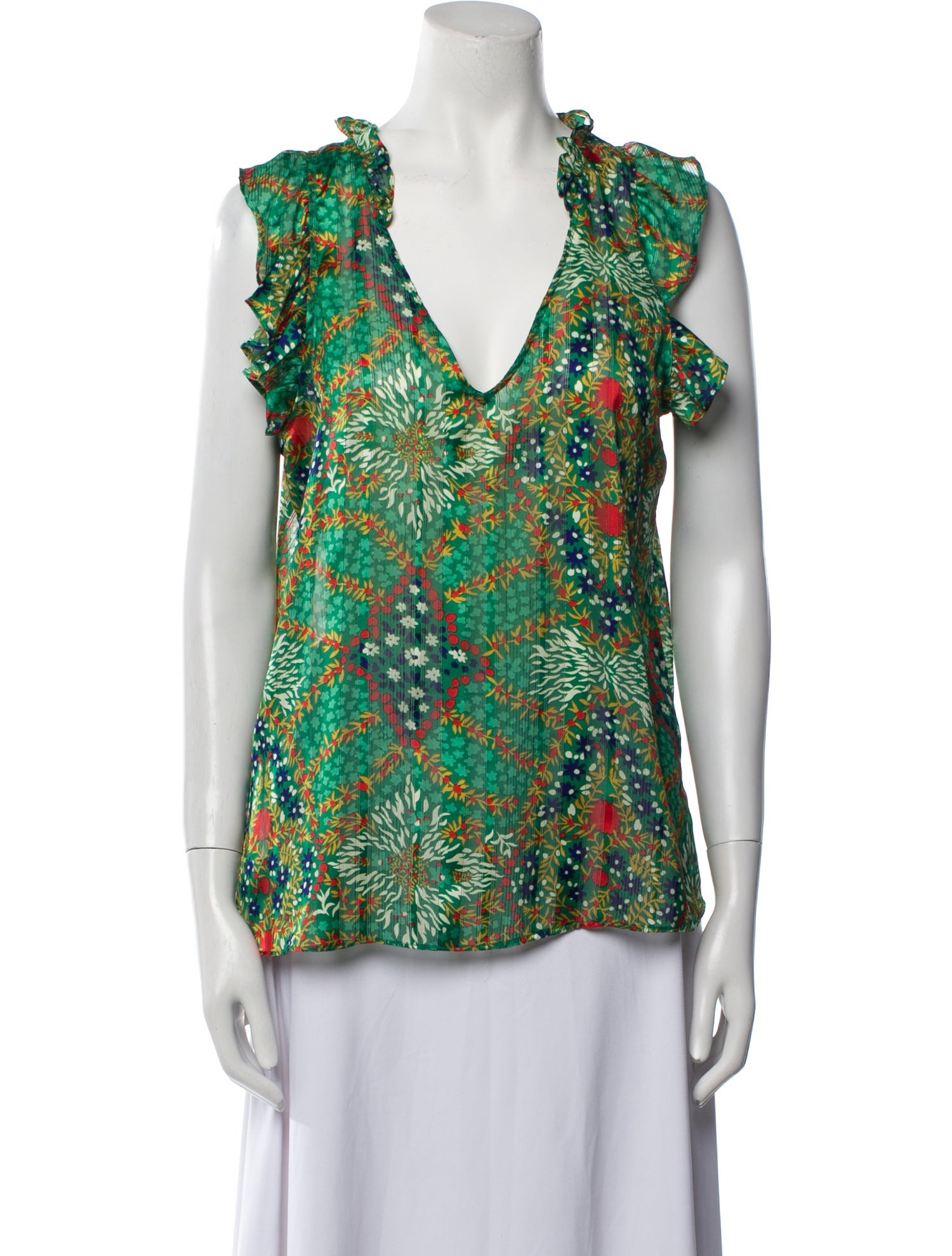 BA&SH Floral Print V-Neck Blouse