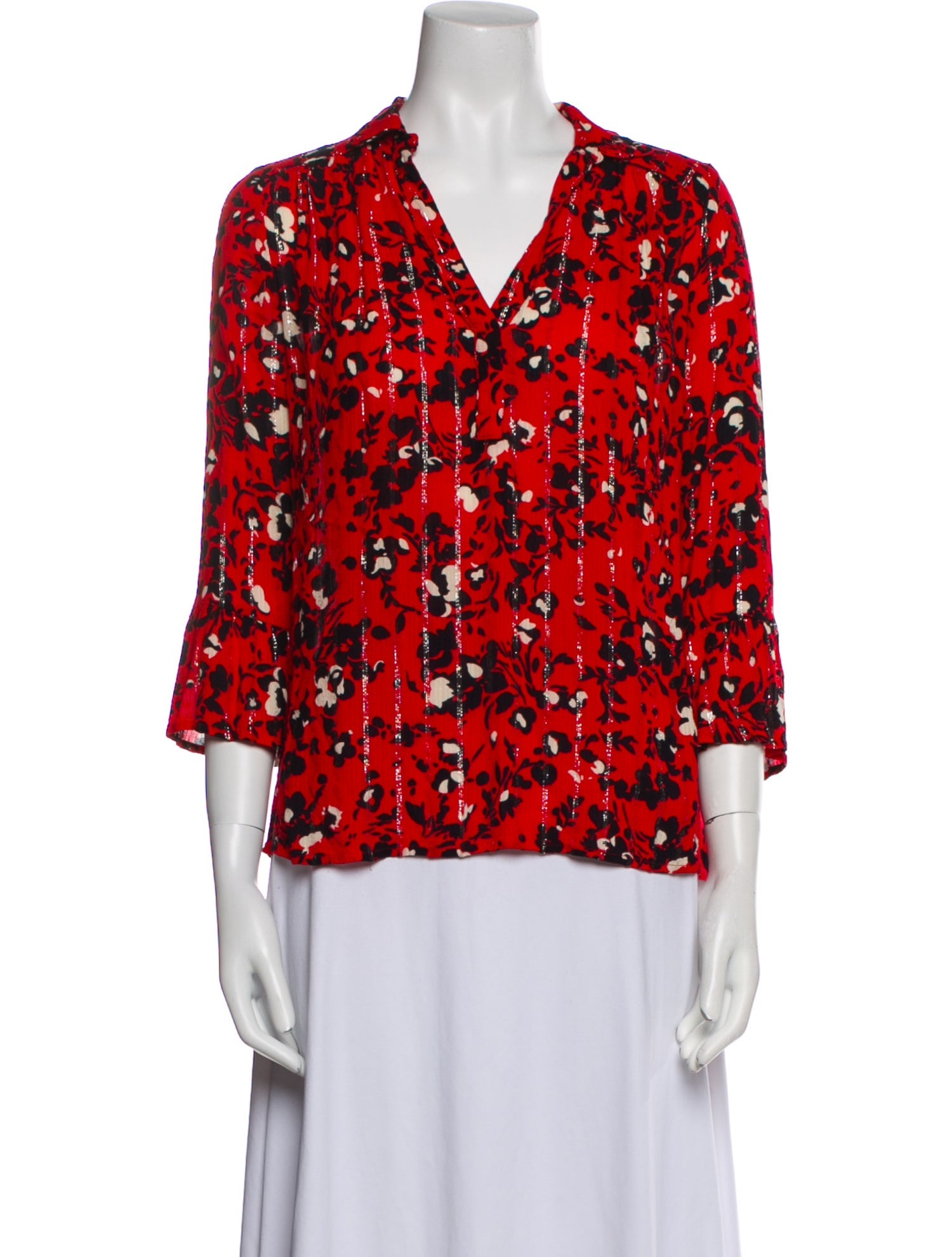 BA&SH Floral Print V-Neck Blouse