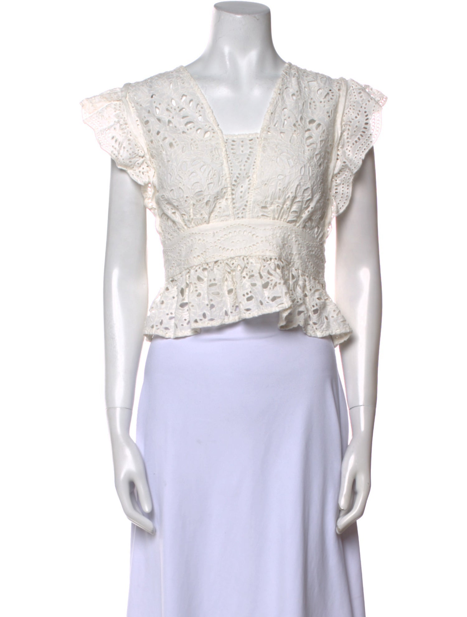 BA&SH Lace Pattern Square Neckline Crop Top w/ Tags