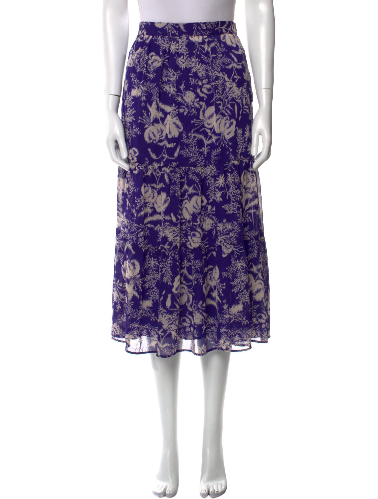 BA&SH Floral Print Midi Length Skirt