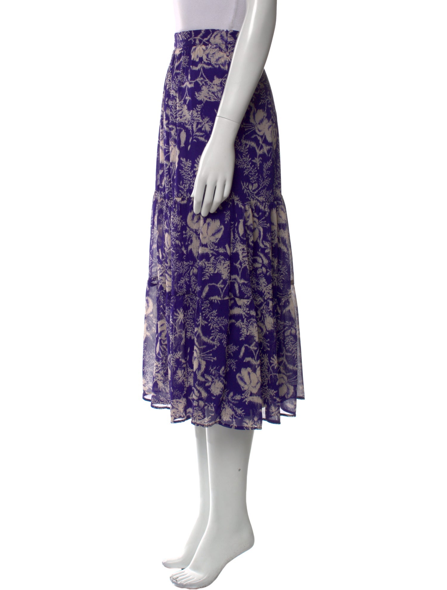 BA&SH Floral Print Midi Length Skirt