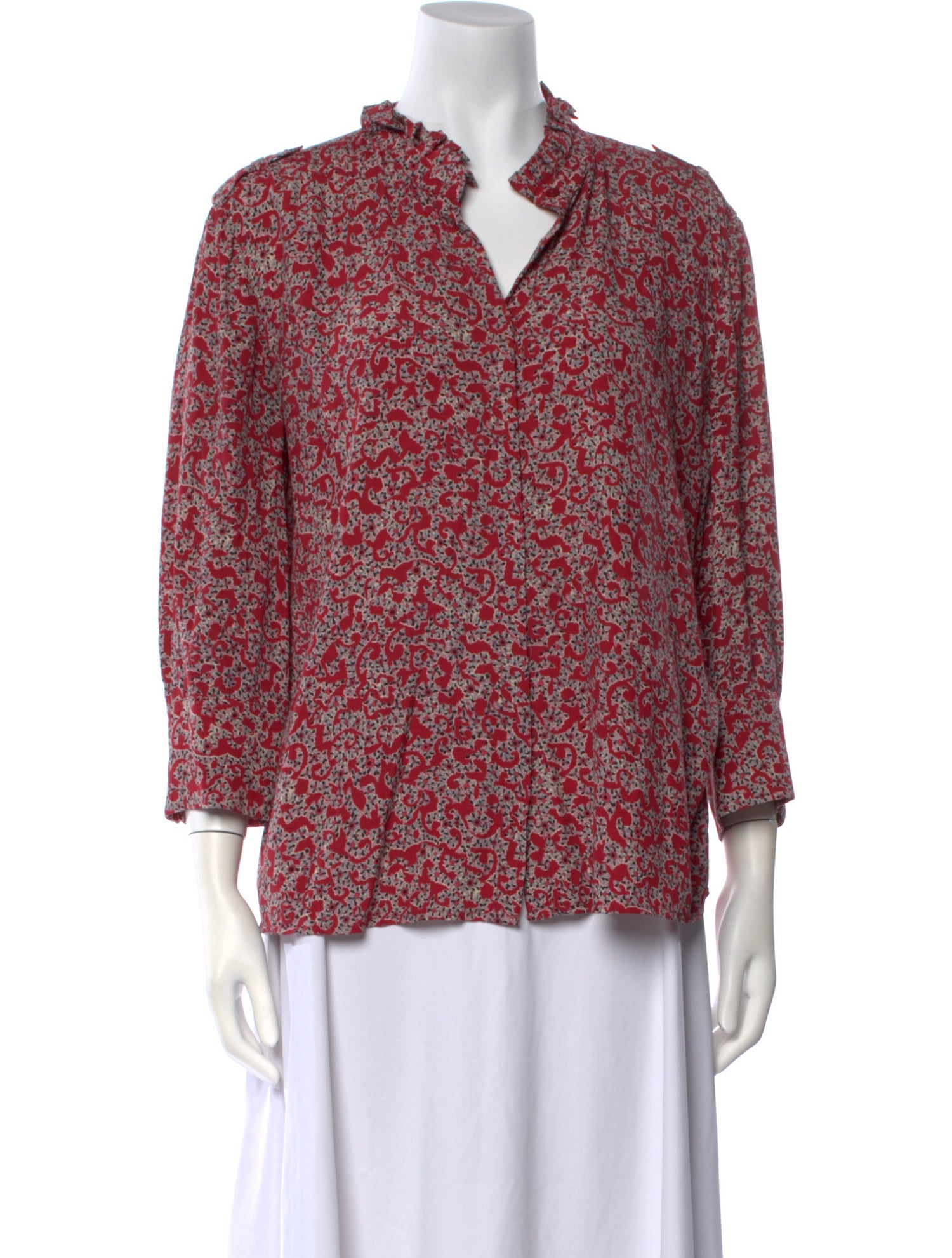 BA&SH Floral Print V-Neck Blouse