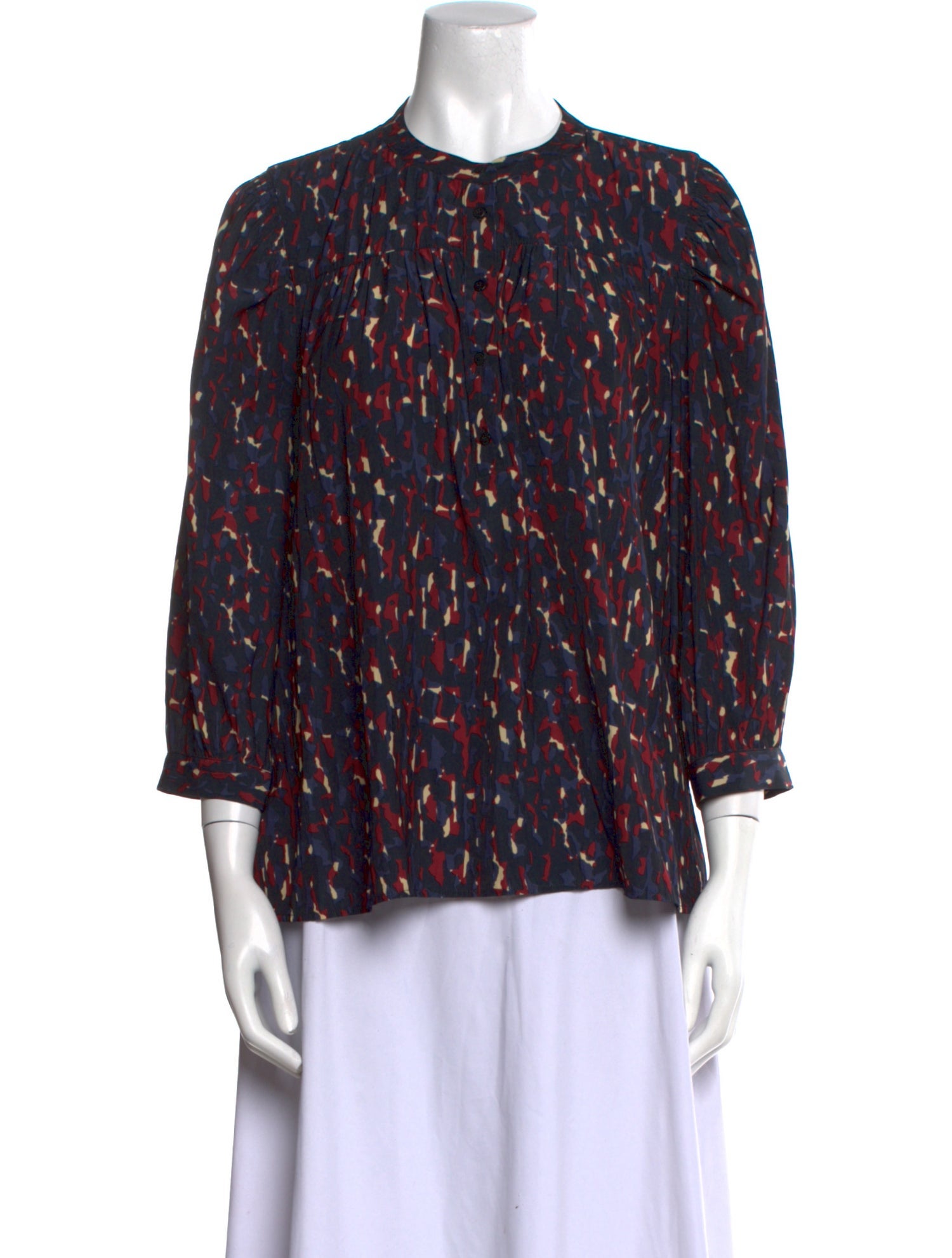 BA&SH Printed Mock Neck Blouse
