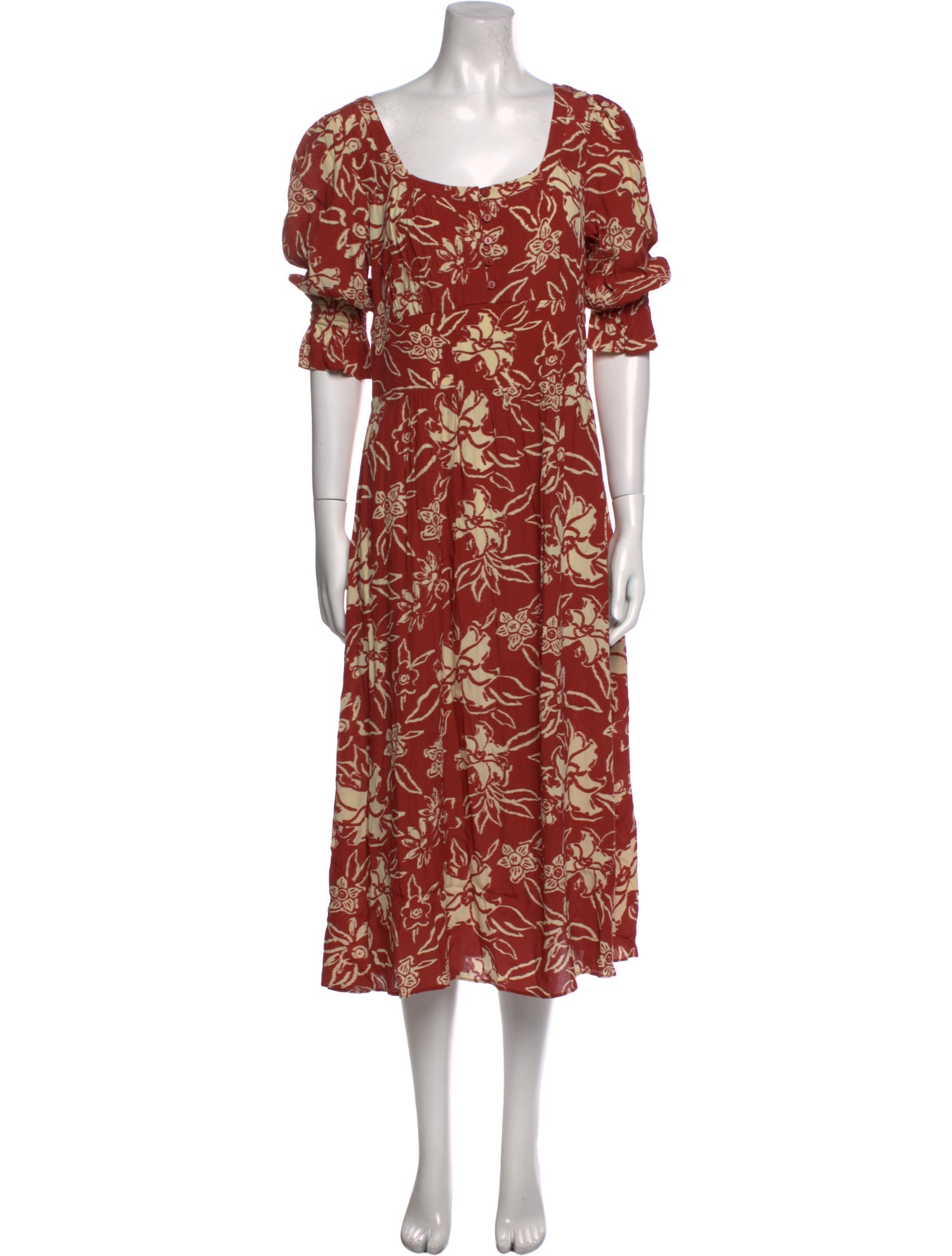BA&SH Floral Print Midi Length Dress