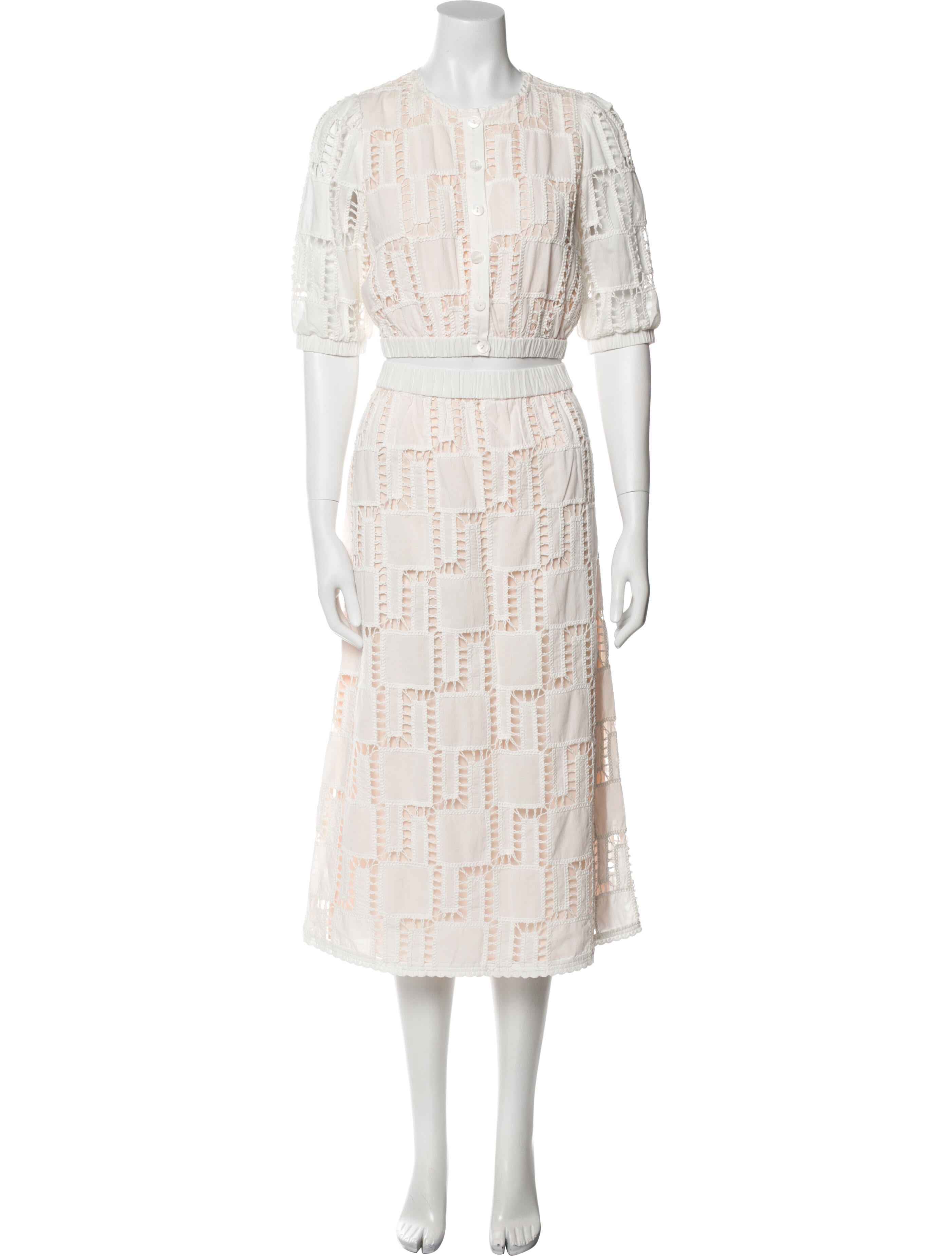 BA&SH Lace Pattern Crochet Trim Skirt Set