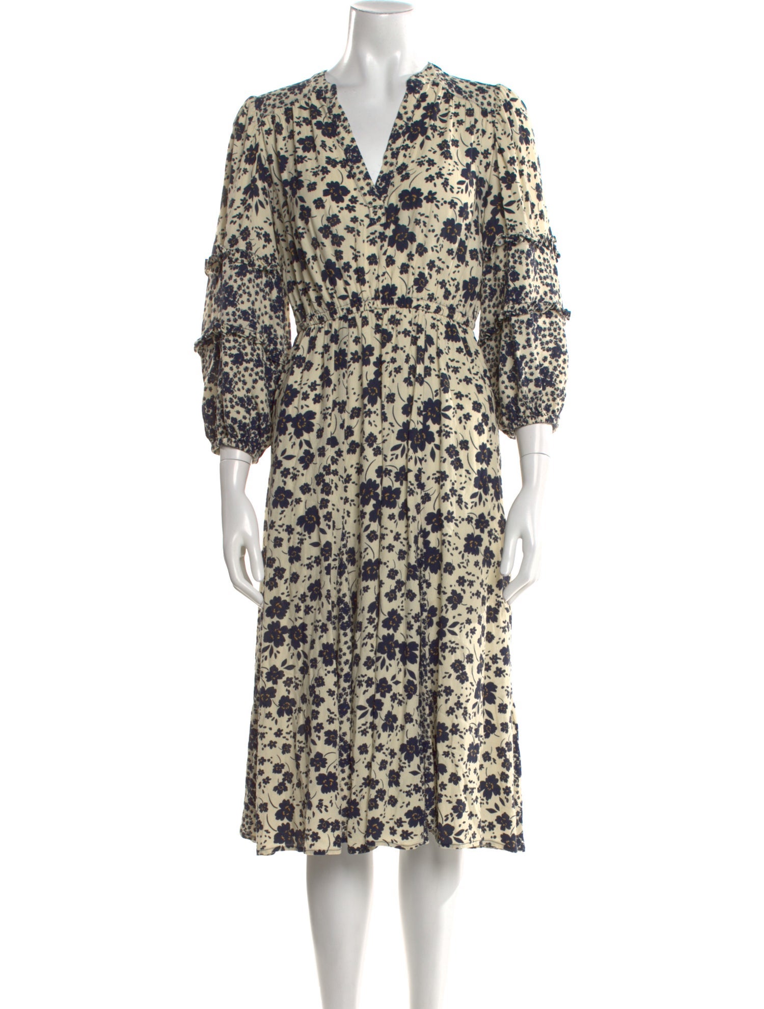 BA&SH Floral Print Midi Length Dress