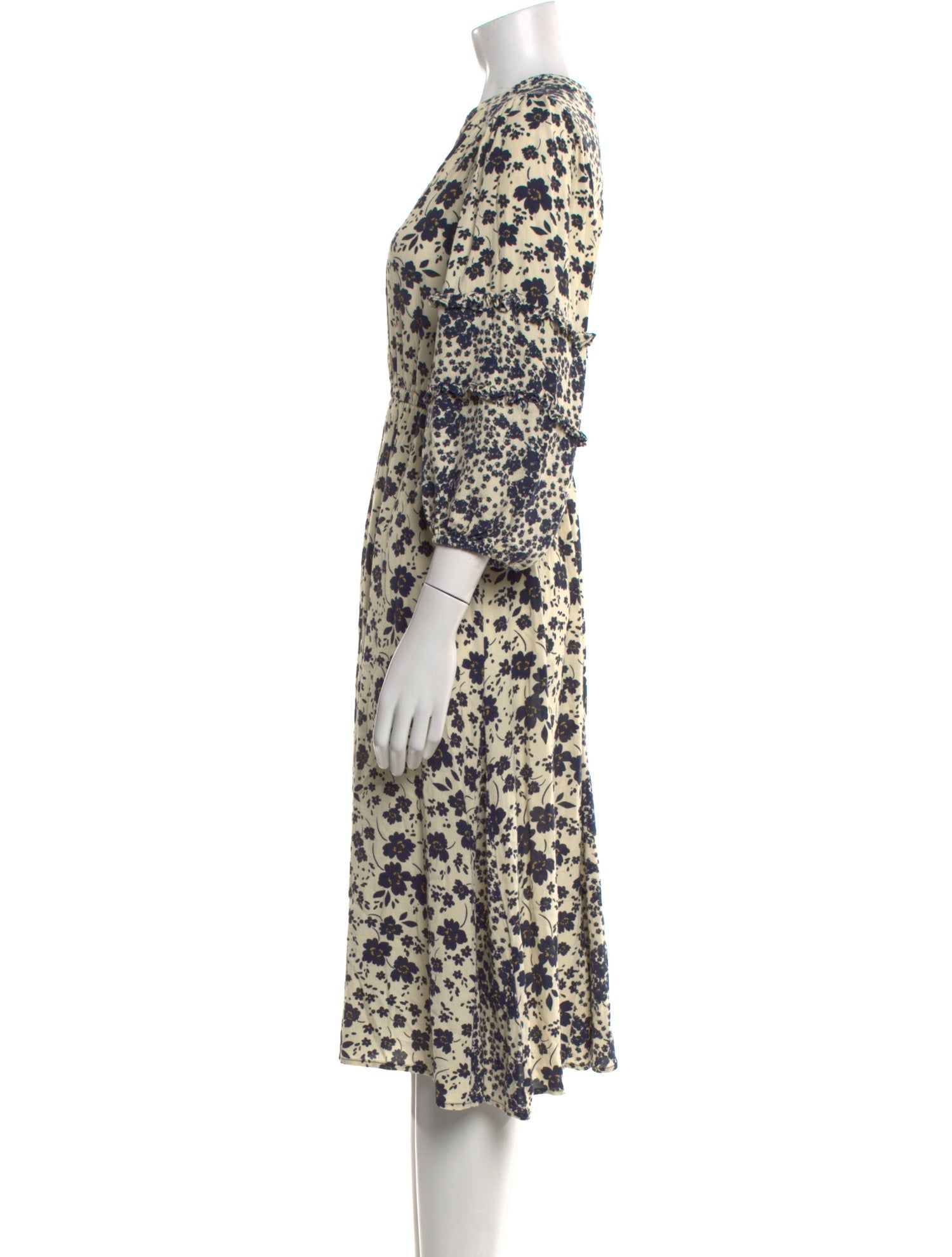 BA&SH Floral Print Midi Length Dress