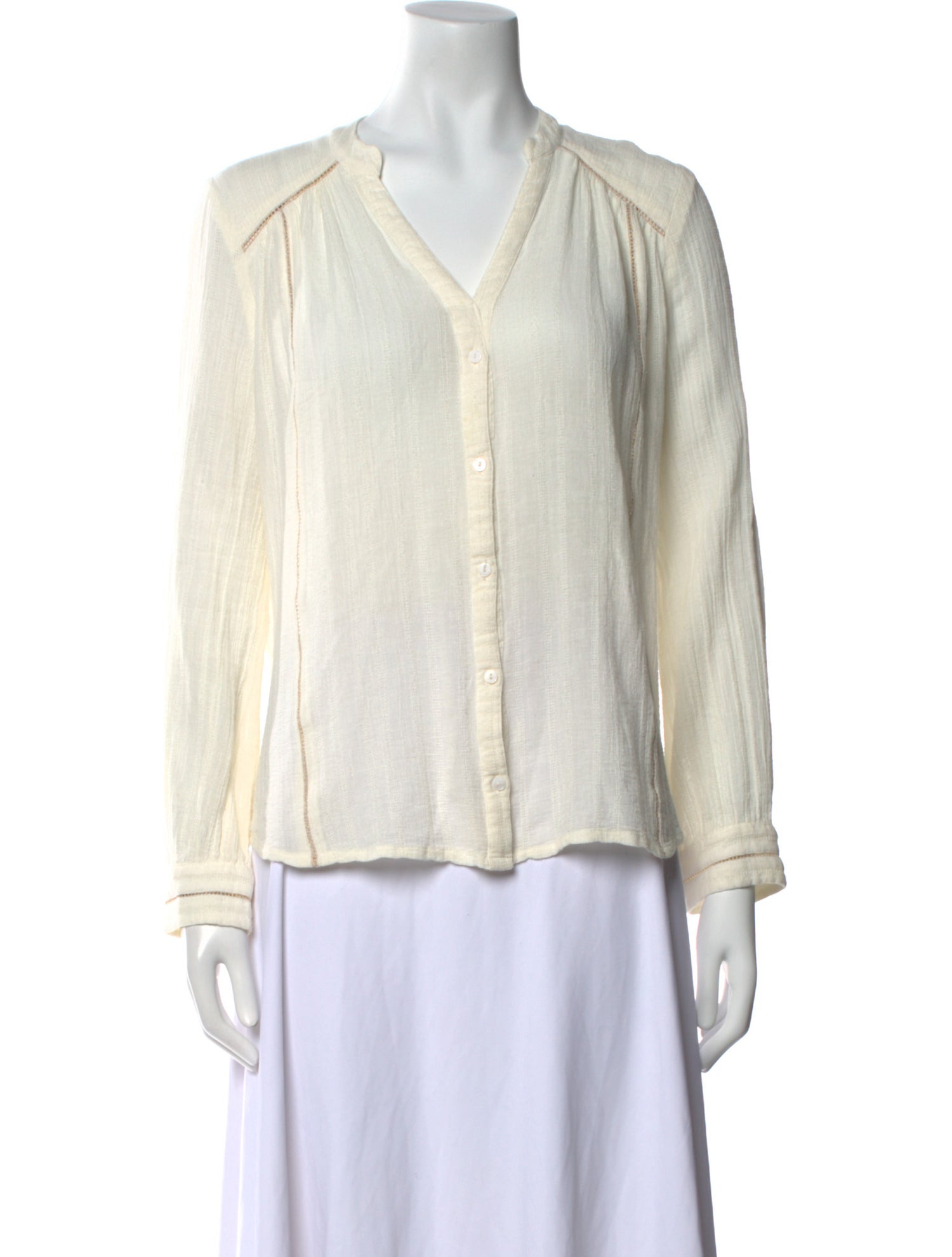 BA&SH V-Neck Long Sleeve Button-Up Top