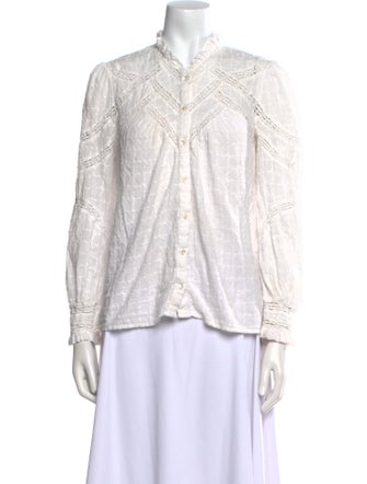 BA&SH Mock Neck Long Sleeve Button-Up Top