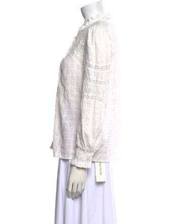 BA&SH Mock Neck Long Sleeve Button-Up Top