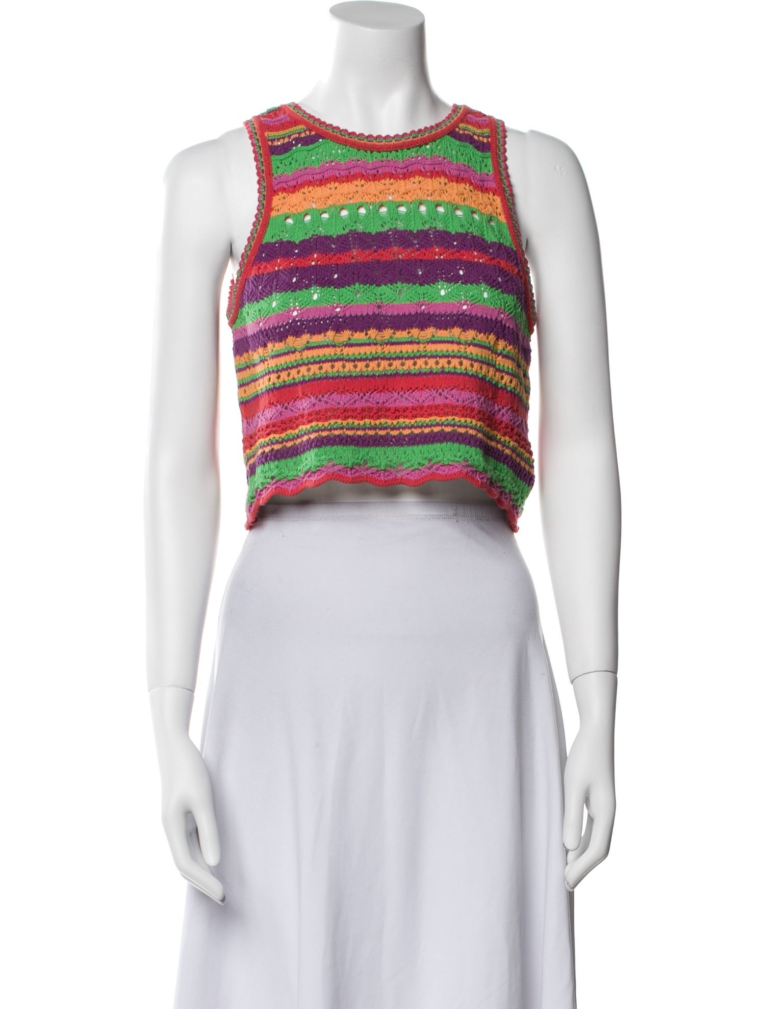 BA&SH Striped Crew Neck Crop Top