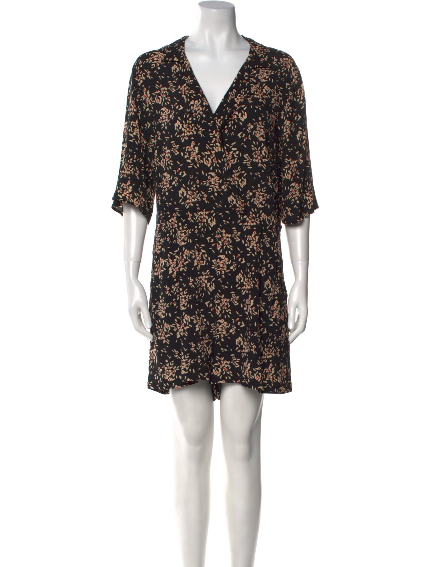 BA&SH Floral Print V-Neck Romper