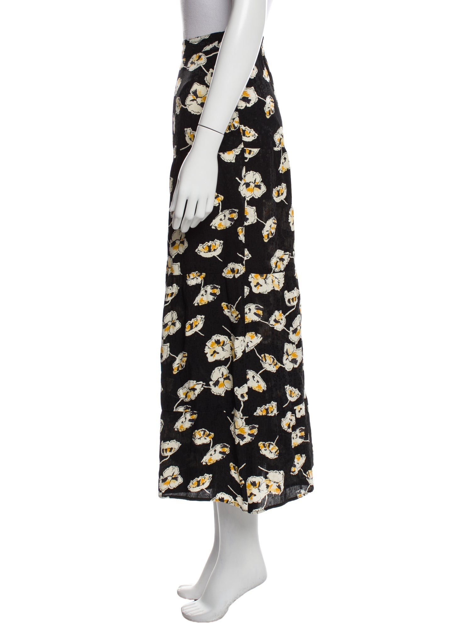 BA&SH Floral Print Midi Length Skirt