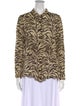 BA&SH Animal Print Long Sleeve Button-Up Top