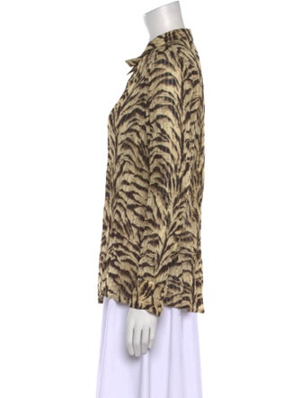 BA&SH Animal Print Long Sleeve Button-Up Top