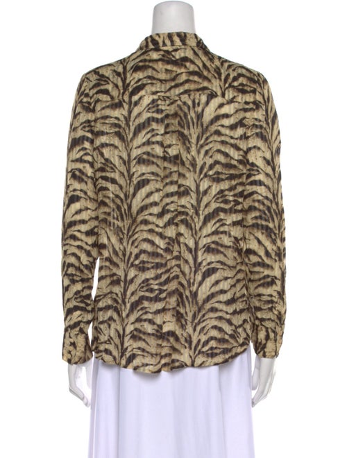 BA&SH Animal Print Long Sleeve Button-Up Top