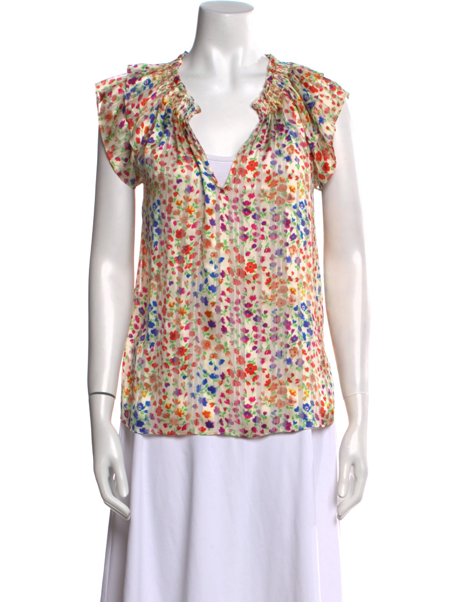BA&SH Floral Print V-Neck Blouse