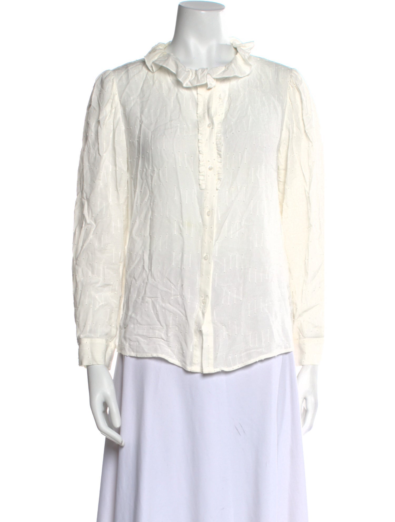 BA&SH Mock Neck Long Sleeve Button-Up Top