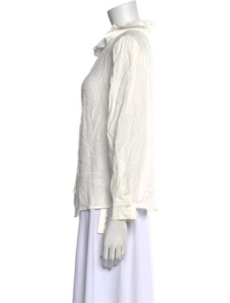 BA&SH Mock Neck Long Sleeve Button-Up Top