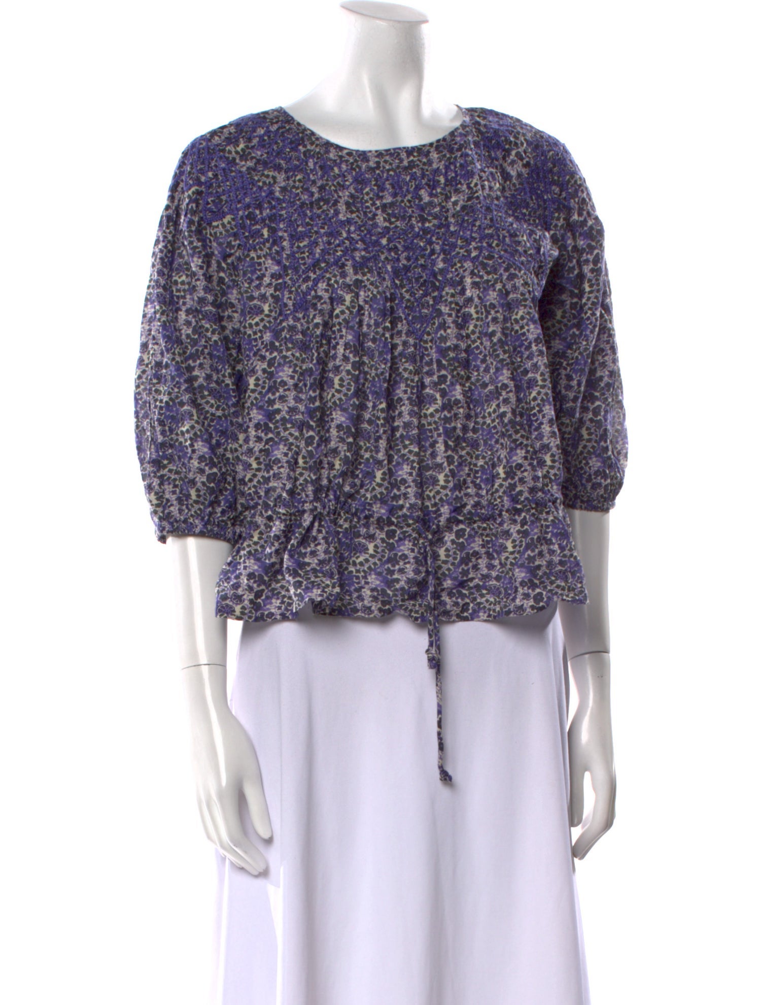 BA&SH Printed Bateau Neckline Crop Top