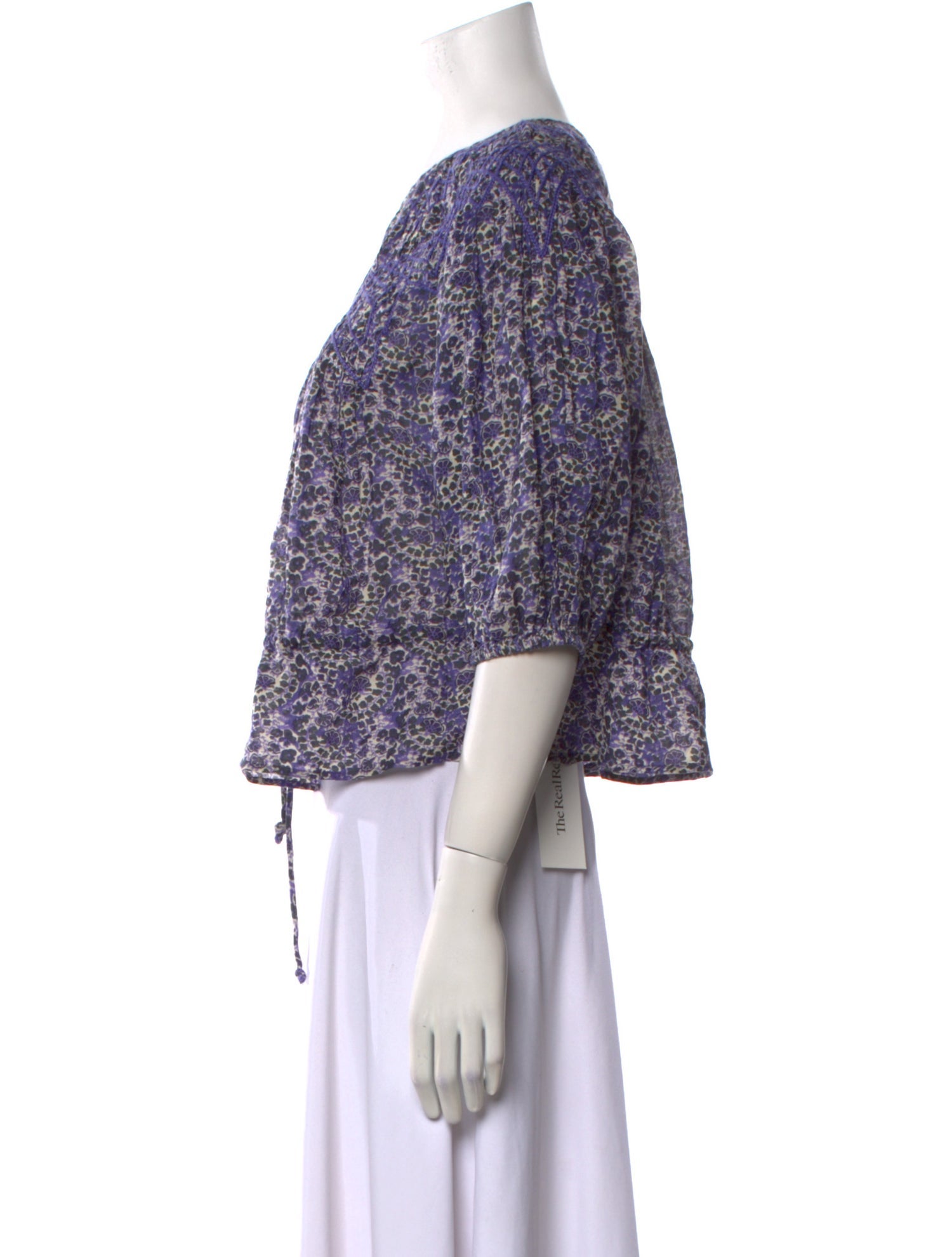 BA&SH Printed Bateau Neckline Crop Top