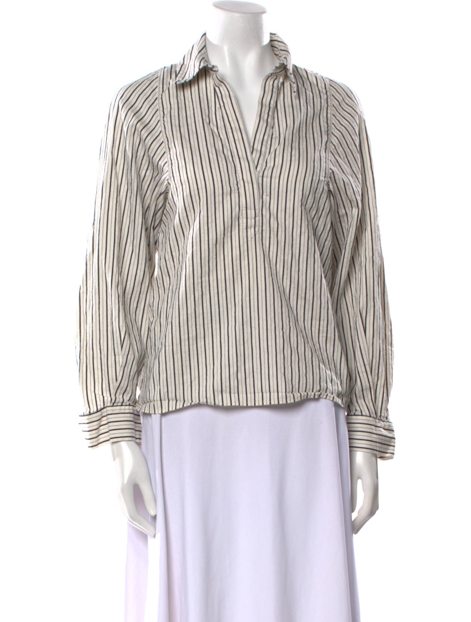 BA&SH Striped Long Sleeve Button-Up Top