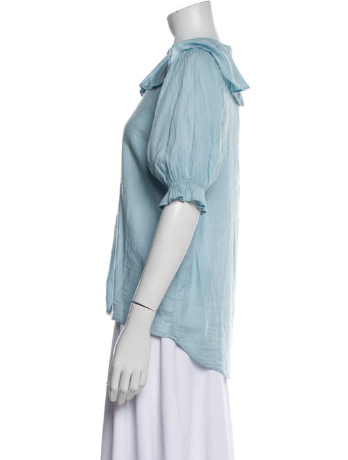 BA&SH Mock Neck Three-Quarter Sleeve Button-Up Top