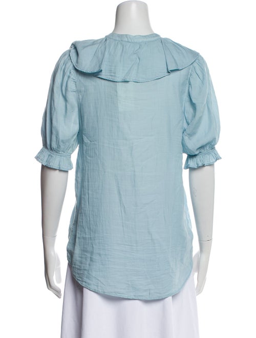BA&SH Mock Neck Three-Quarter Sleeve Button-Up Top