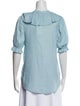 BA&SH Mock Neck Three-Quarter Sleeve Button-Up Top