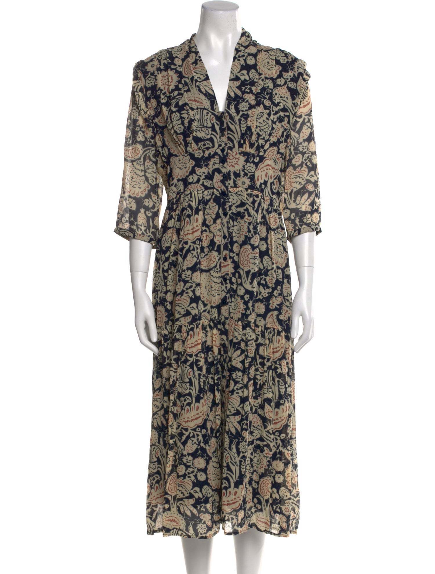 BA&SH Floral Print Long Dress w/ Tags
