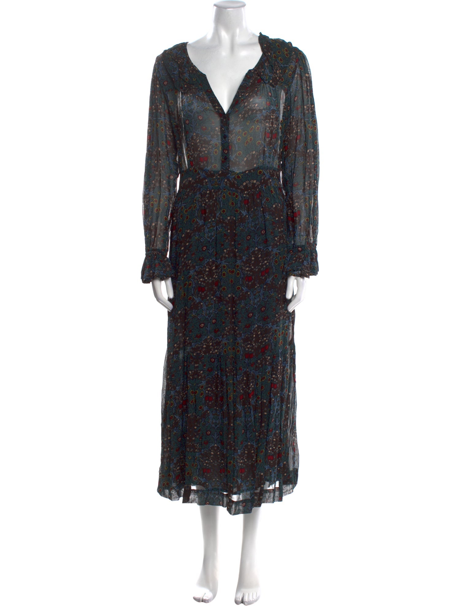 BA&SH Floral Print Long Dress