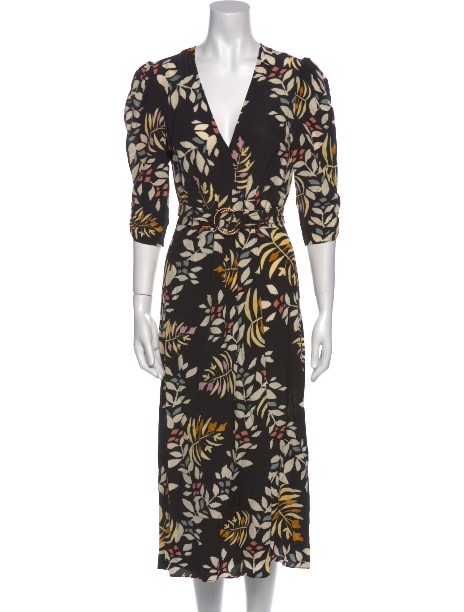 BA&SH Floral Print Midi Length Dress