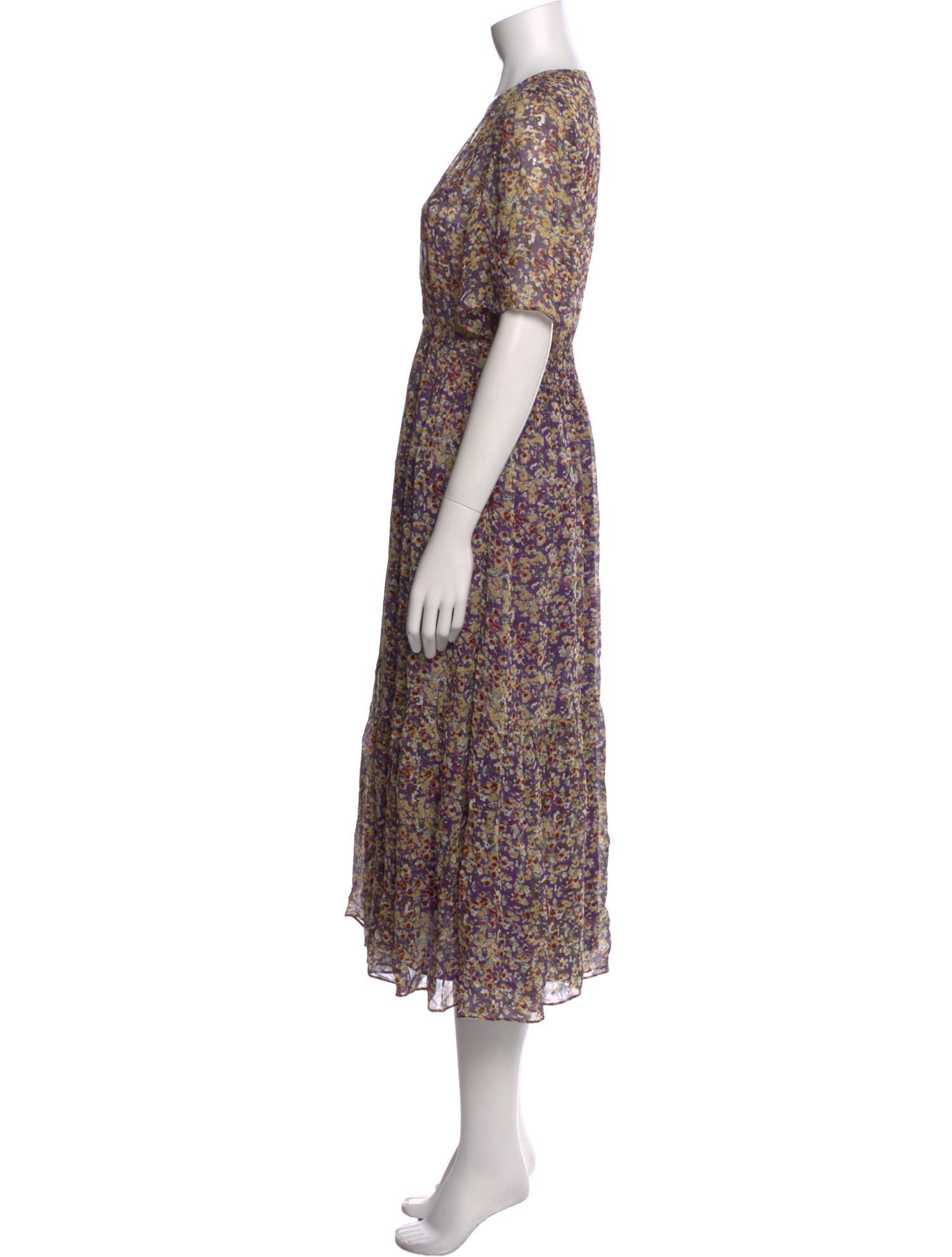 BA&SH Floral Print Midi Length Dress