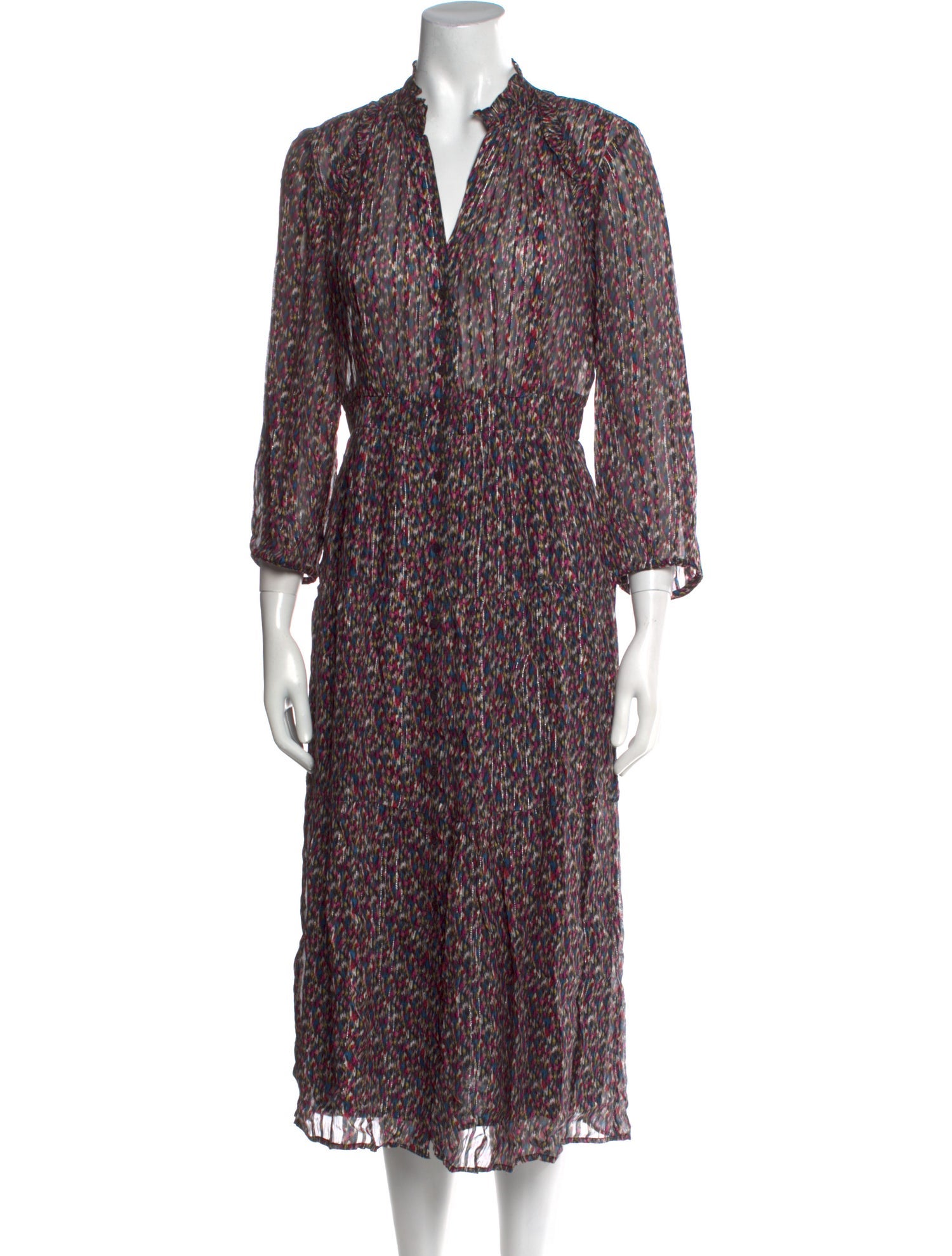 BA&SH Floral Print Midi Length Dress